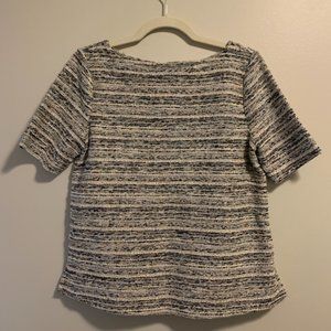 LOFT Woven Multicolored Short Sleeve Sweater